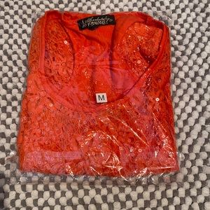 Lace and sequined tank top